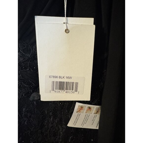 Mac Duggal 16 W Black Formal Long Sleeve Lace Applique Trumpet Gown 67896 NEW - Picture 9 of 10